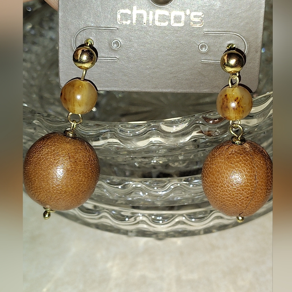Chico Earrings Taryn Drop Brown and Gold